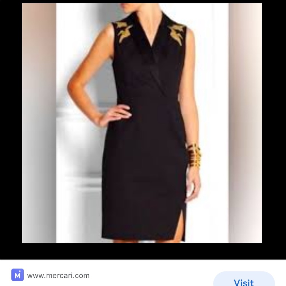 Altuzarra Target Black & Gold Crane Tux Dress SZ 6
